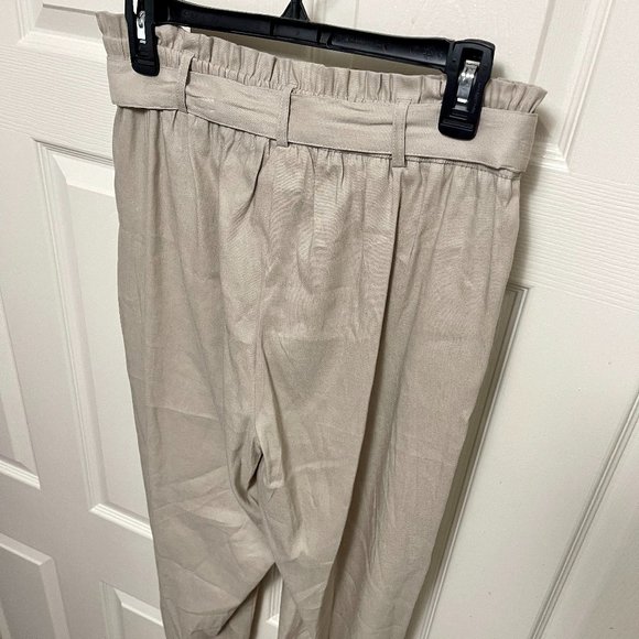 Calvin Klein Linen Blend Elastic Tie Waist Pants - Picture 3 of 9